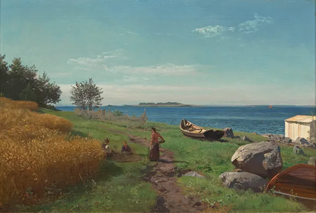 Gude, Hans Fredrik — "Strand ved Feste, Moss" 1895