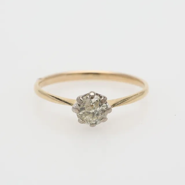 SOLITÄRRING, 18K GULD, MED GAMMELSLIPAD DIAMANT OM CA 0,25 CT, 1900-TALETS FÖRSTA HÄLFT, Ca. 1,2 g.