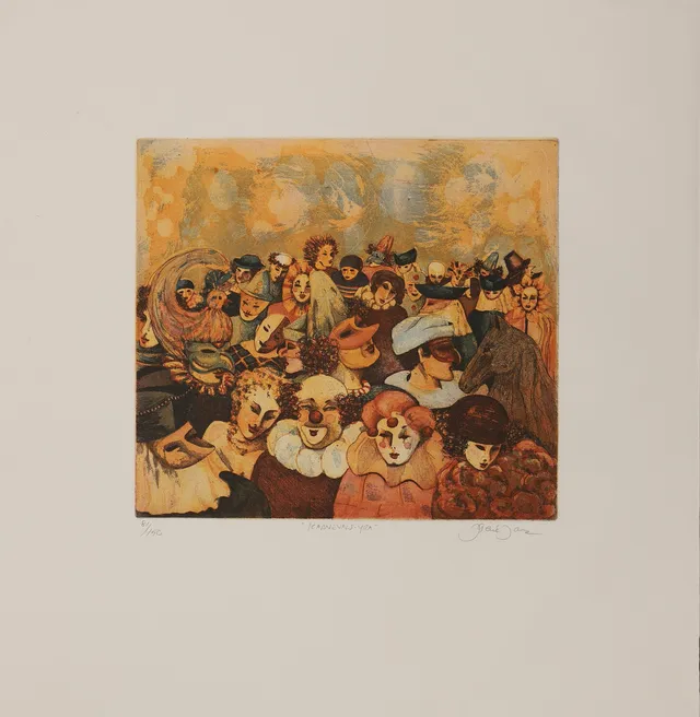 IRENE JARZ. "Karnevals-yra"", färgetsning nr 81/150, signerad.