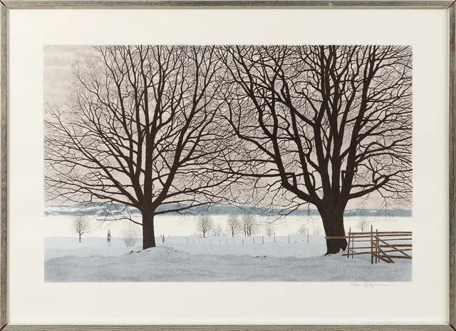 REINHOLD LJUNGGREN. Vinterbild, färglitografi, signerad och numrerad 55/360.