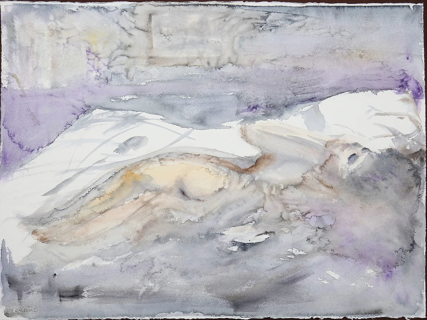 LEILA VAN DYKE. akvarell på papper, "Sover sött", signerad. — Paintings — Gomér & Andersson Norrköping