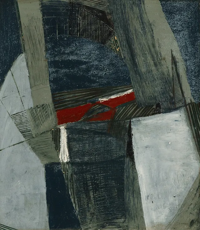 HUGO ARNE BUCH (1927-2009). Abstrakt komposition, olie på lærred, signeret og dateret 1957.