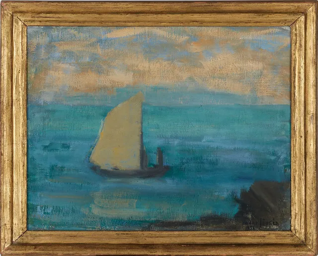 HADAR JÖNZÉN (1885-1977), Ensamseglare, signerad och daterad Hadar Jönzén 1936, olja, duk på pannå.