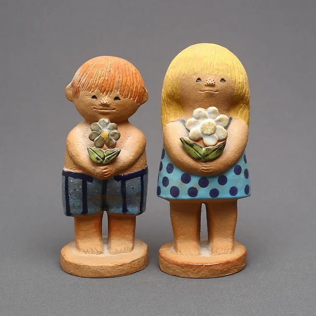 LISA LARSON. 2 st, figuriner, stengods, "Adam 2" och "Eva 2", Gustavsberg.