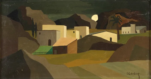 ERIC CEDERBERG. Tempera. Ökenmotiv. Signerad.