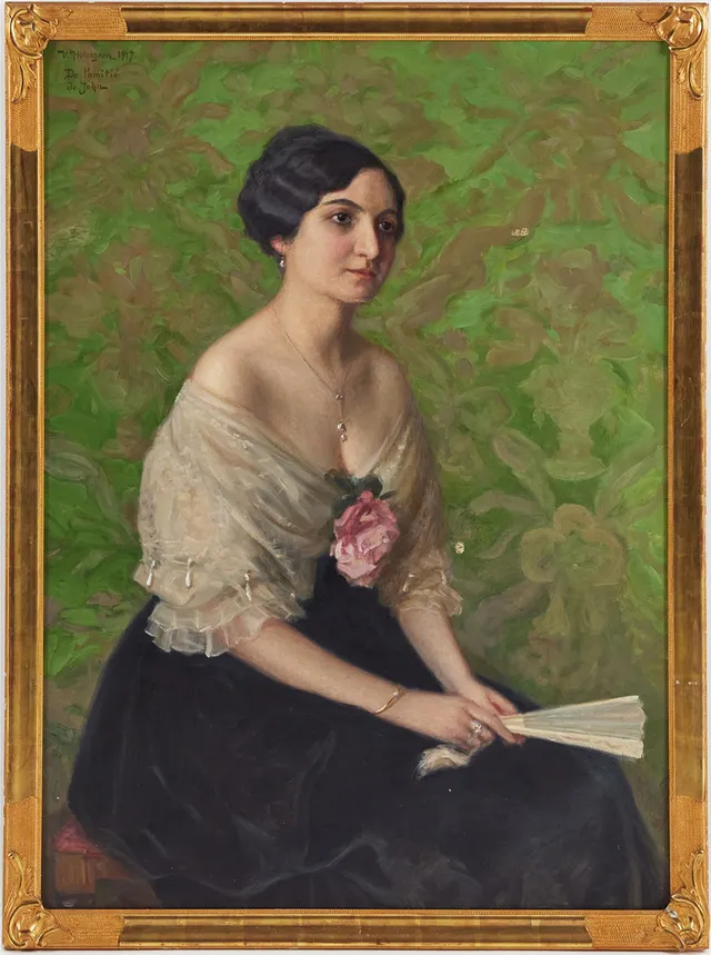 VILHELM HOLMGREN. Porträtt, "De l'amité de John", olja på duk, signerad och daterad V. Holmgren 1917.