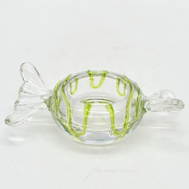 TEELICHTHALTER, BONBON-FORM, GLAS, SPÄTE 20. JAHRHUNDERT.
