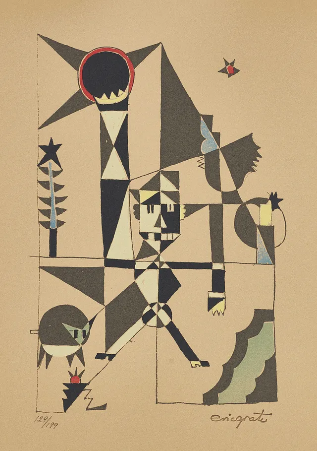 ERIC GRATE (Stockholm, 1896-1983 Solna), ”Solförmörkelse”, 1983, stämpelsignerad och numrerad i blyerts 129/199, serigrafi.