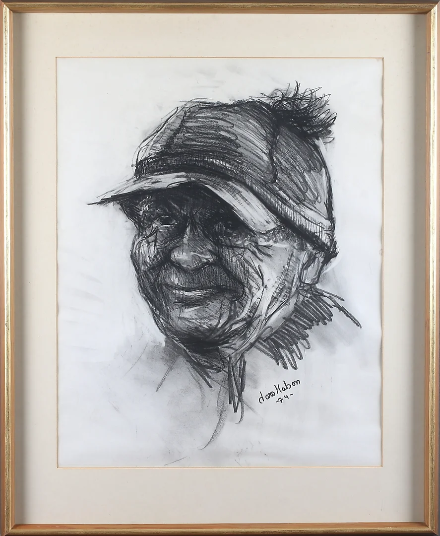 LARS MATSON. "Matti" kolteckning, på papper, signerad och daterad -74-. — Drawings — Stadsauktion Sundsvall