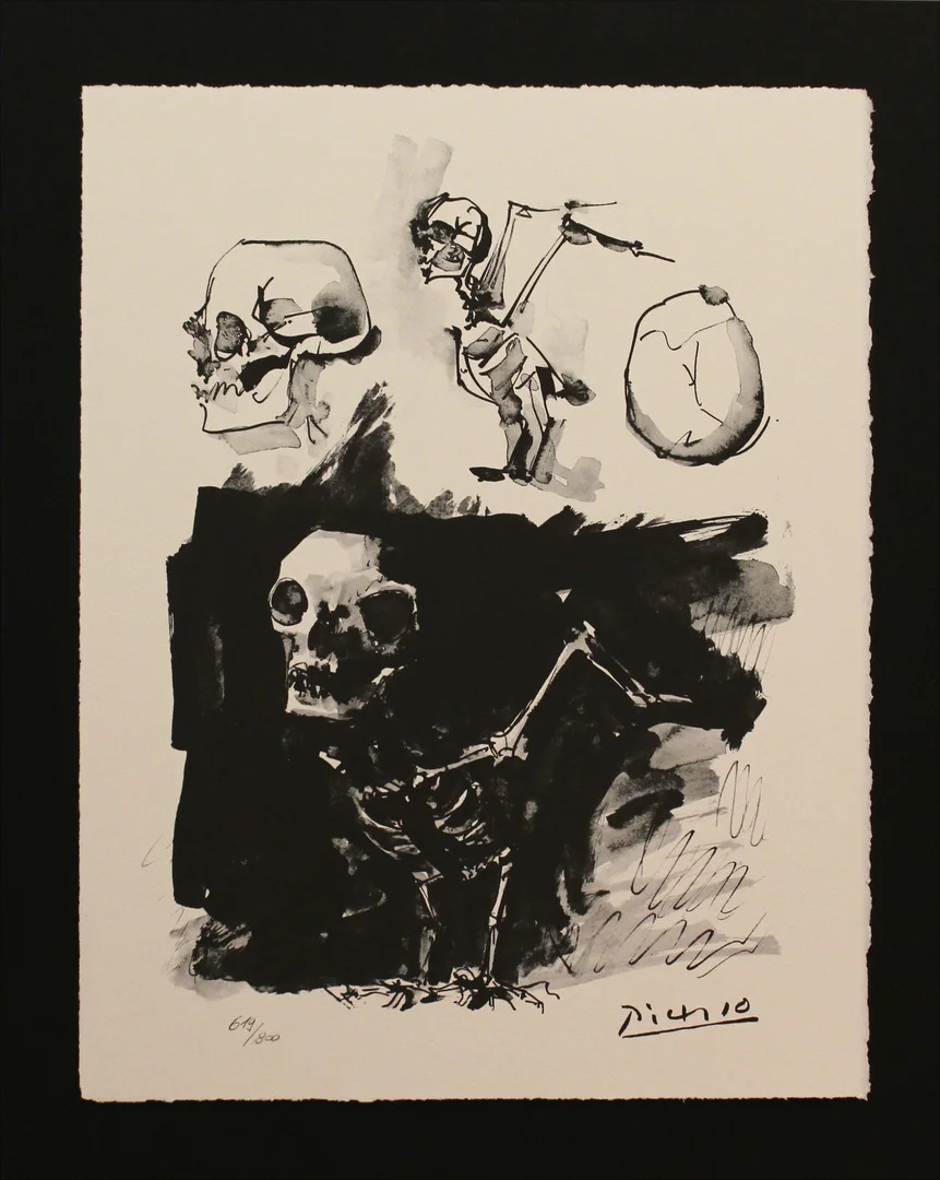 PABLO PICASSO. "Crânes et squeletes dóiseaux". litografi. Signerd Picasso i trycket. 619/800. — Engravings & Prints — Garpenhus Auktioner
