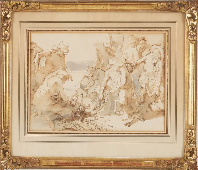 EGRON LUNDGREN. Motiv från Indien, tush och akvarell, 1858-1859, intygas á tergo.