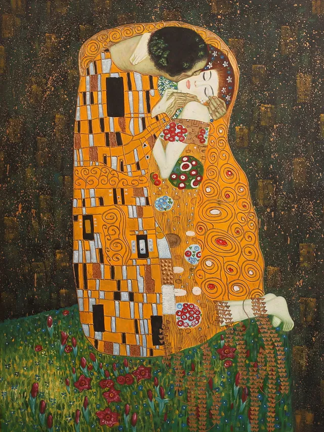 GUSTAV KLIMT. EFTER. ”The Kiss”, Olja på duk.