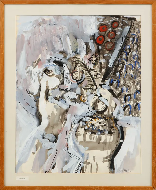 YNGVE STEEN. "Melankoli", akvarell, signerad.