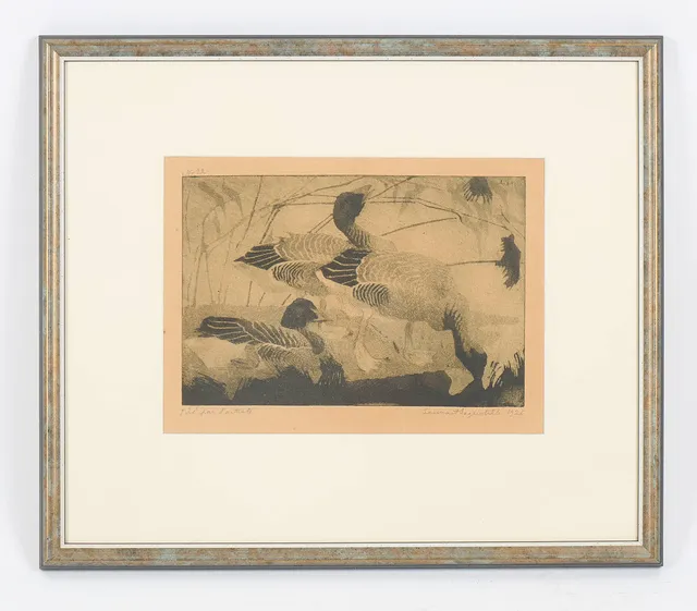 LENNART SEGERSTRÅLE. Vildgäss, signerad samt daterad 1926, etsning, Nr 22, tirée par l'artiste.