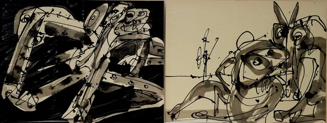 ANTONIO SAURA. SEGÚN. SIN TÍTULO. DOS LITOGRAFÍAS OFFSET SOBRE PAPEL.