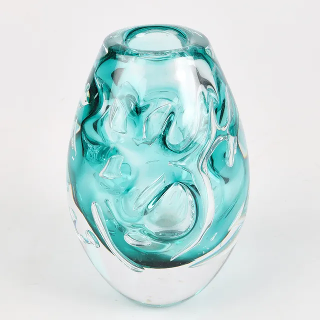 VAS, grön glas med bubblor, Elis Bergh, Kosta.