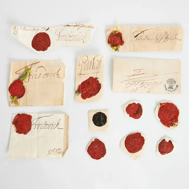 SAMLING SIGILL och NAMNTECKNINGAR. Bl a Gustaf III och Fredrik I.