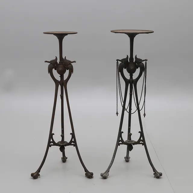 PIEDESTALER, 2 ST, gjutjärn, 1800-t.