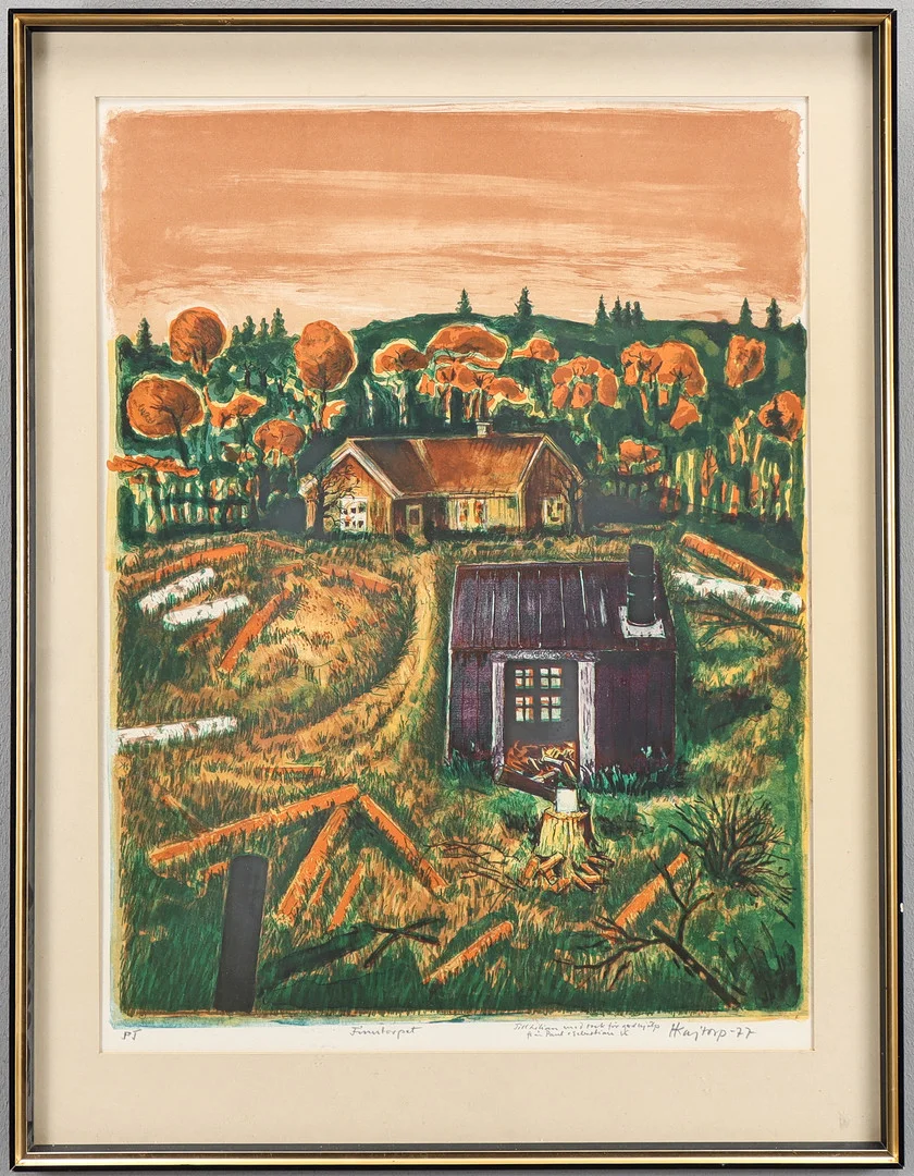 HANS KAJTORP. Litografi PT, signerad med dedikation -77. — Engravings & Prints — Karlstad Hammarö Auktionsverk