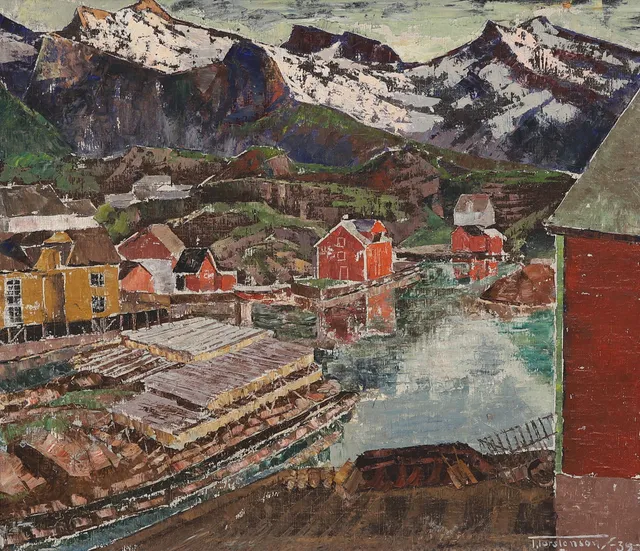 TORSTEN TORSTENSON. "VÅR, LOFOTEN", signerad och daterad 1939.