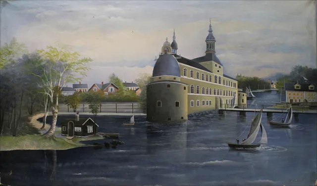 CARL LJUNGBERG. TILLSKRIVEN. Gåramålning. Slottsbyggnad. Olja på duk. Osignerad.