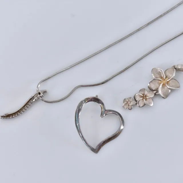 KEDJA SAMT HÄNGEN, 4 delar, sterlingsilver.