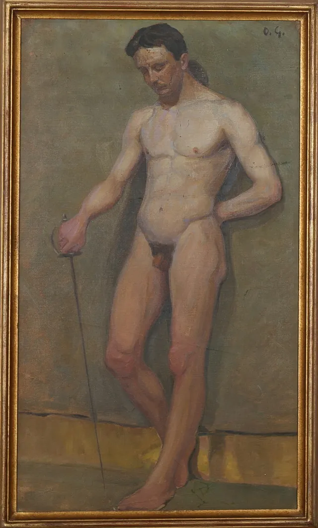 OSSIAN GYLLENBERG. Man, nakenstudie, olja på duk, monogramsignerad OG.
