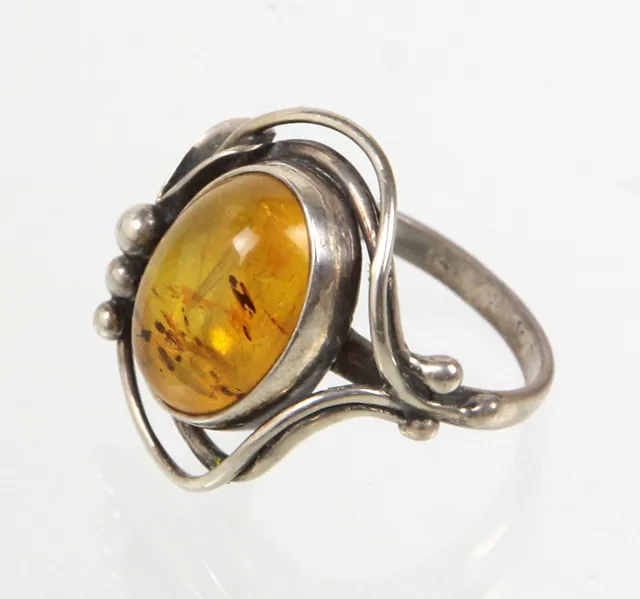 Bernsteinring Ring, Silber 925, Handarbeit.