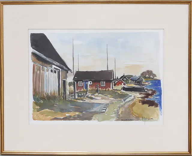 BERT ZEDRÉN. "N:a Möckkleby, Öland" Akvarell, sign, B Zedrén, 1988.