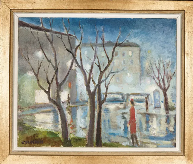 WALFRID NORDSTRÖM. Olja på pannå, Stadsmotiv, Signerad.