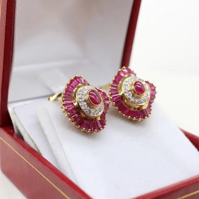 RUBY & DIAMONDS EARRINGS.