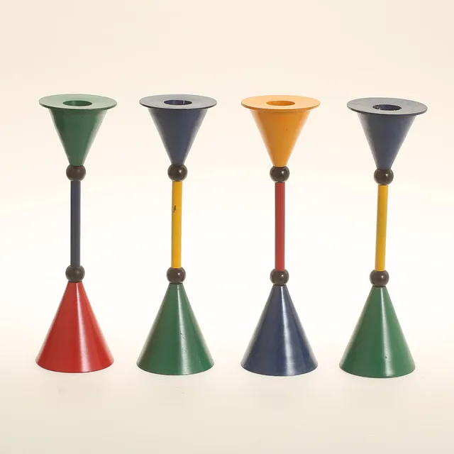 ANNA EFVERLUND. Ljusstakar, 4 stycken, metall, "Konfetti", IKEA, 1990-tal.