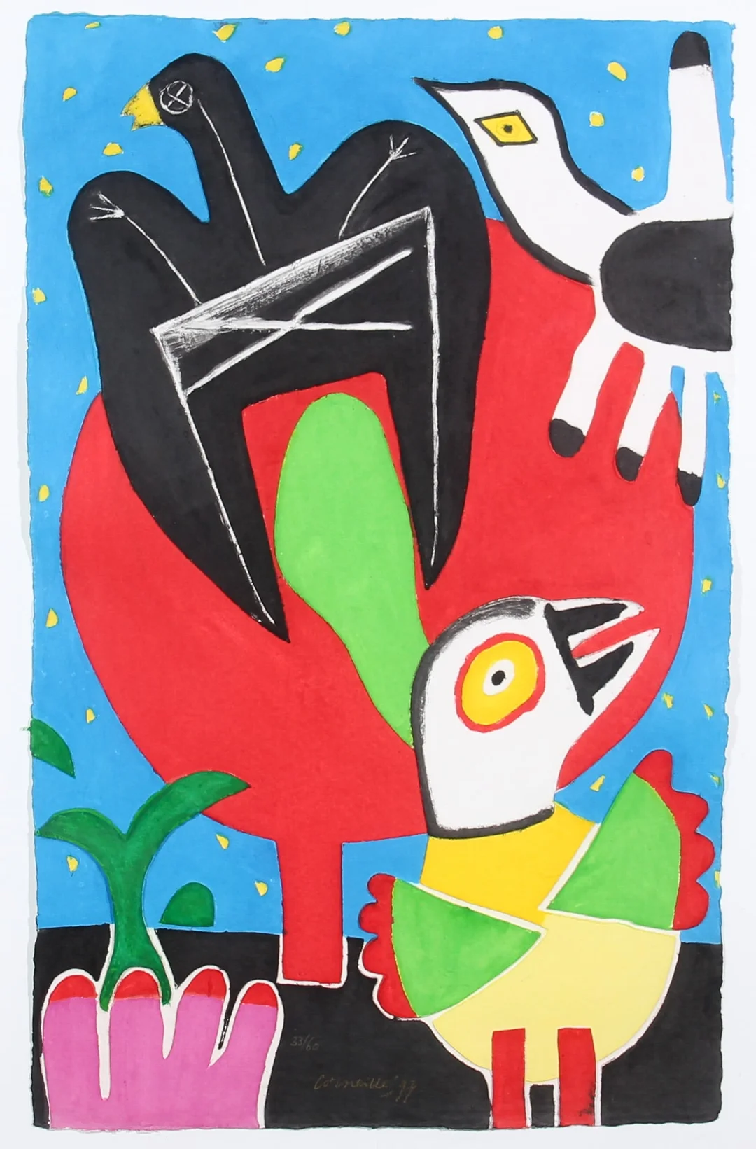 Guillaume Corneille. 'Les étoiles s'installent dans le ciel' — Paintings and sculptures/Prints and photography — Lauritz