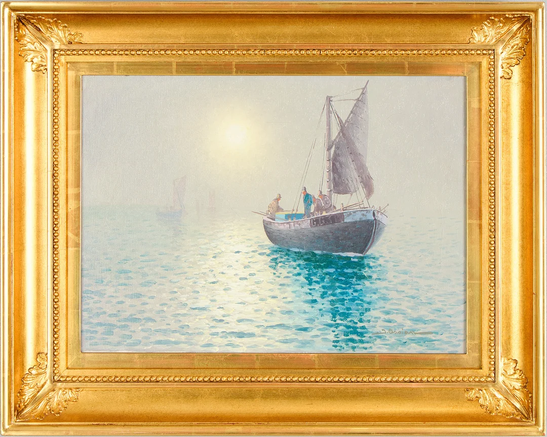 JOHAN OSSIAN ANDERSSON. Fiskebåt, olja på duk, signerad. — Paintings — Uppsala Auktionskammare