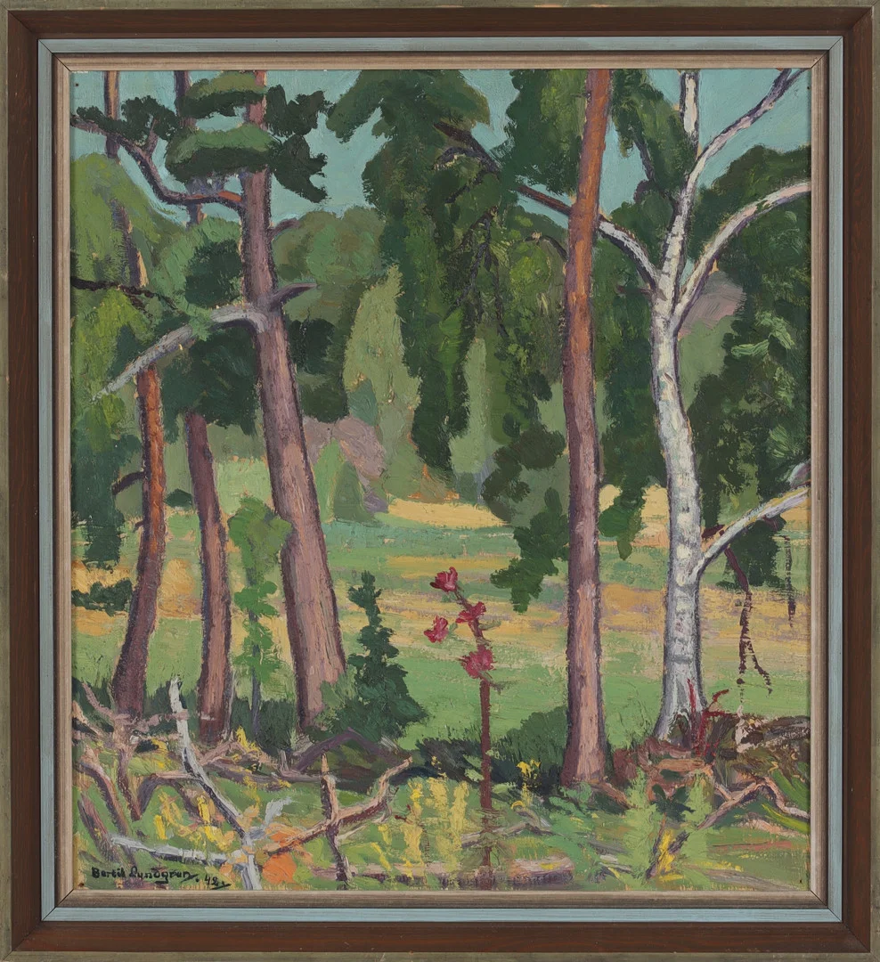 BERTIL LUNDGREN. olja på pannå, signerad och daterad 49. — Paintings — Stadsauktion Sundsvall