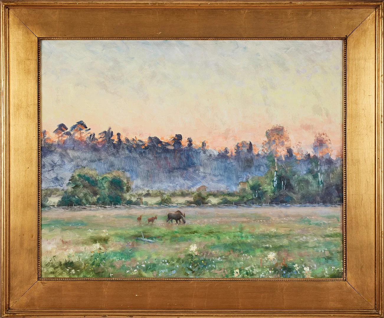 LINDORM LILJEFORS. Sommarlandskap i kvällsljus, olja på pannå, 72 x 90 cm. — Paintings — Stockholms Auktionsverk Fine Art