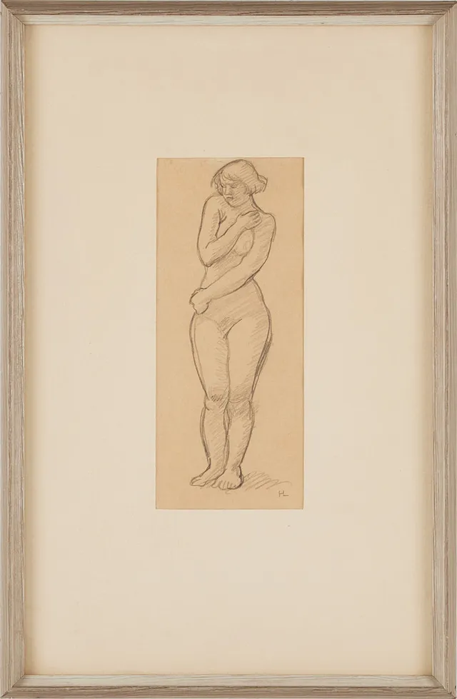 HILDING LINNQVIST. Modell, blyerts, monogramsignerad.