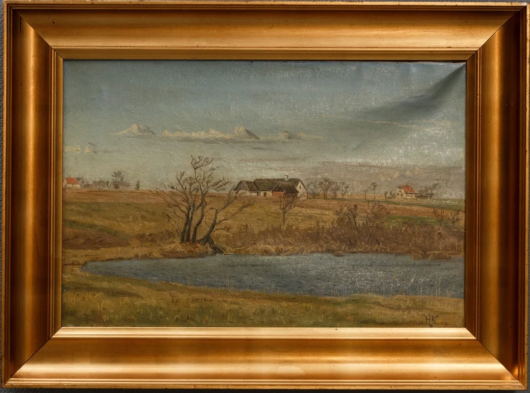 Hans Knudsen, landskabsmotiv, olie på lærred — Paintings and sculptures/Older pictorial arts — Lauritz