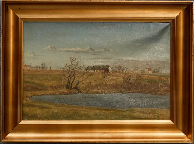 Hans Knudsen, landskabsmotiv, olie på lærred
