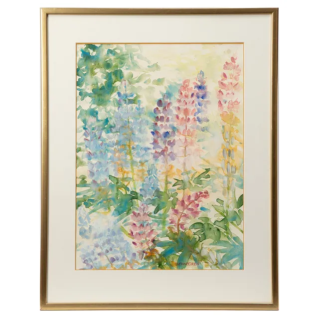 SOLVEIG SVENNEGREN. Akvarell, "Lupiner" signerad.