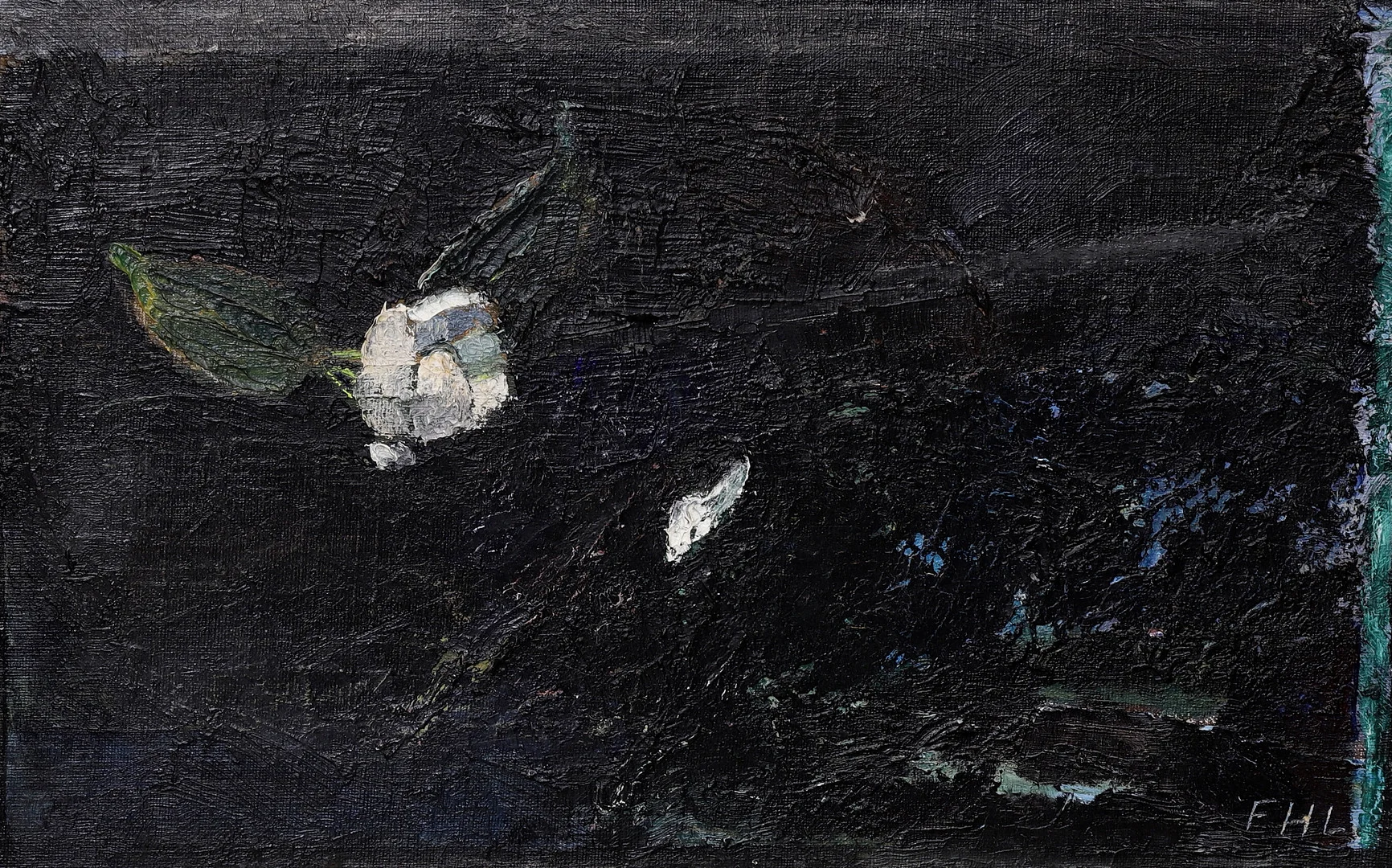 FOLKE HELLSTRÖM LIND. "Jasmin natt" olja på pannå, signerad. — Paintings — Växjö Auktionskammare
