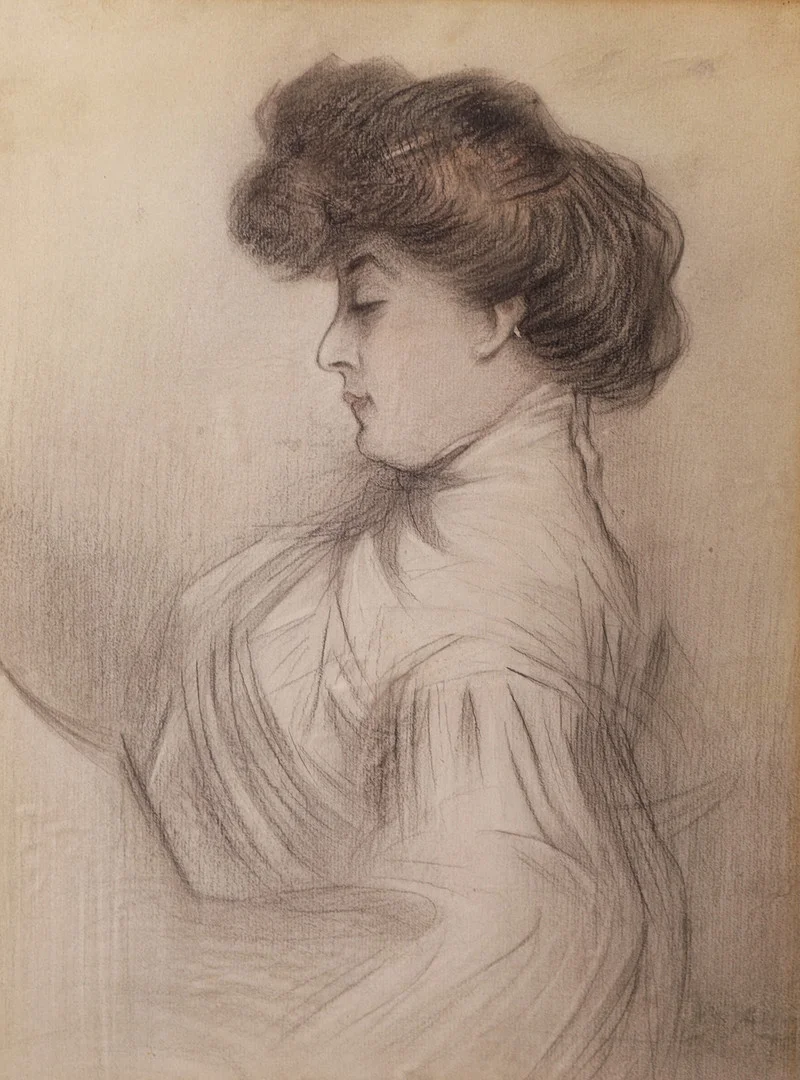 ESCUELA CATALANA SIGLO XX. RETRATO DE MUJER, CARBONCILLO SOBRE PAPEL. — Drawings — Barcelona Auctions