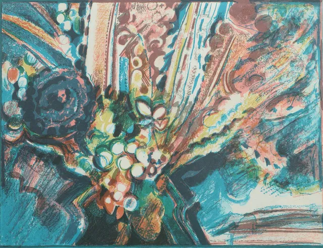 DENICE ZETTERQUIST. Färglitografi, "Blommor i kruka", signerad och daterad 1980, numrerad 149/400.