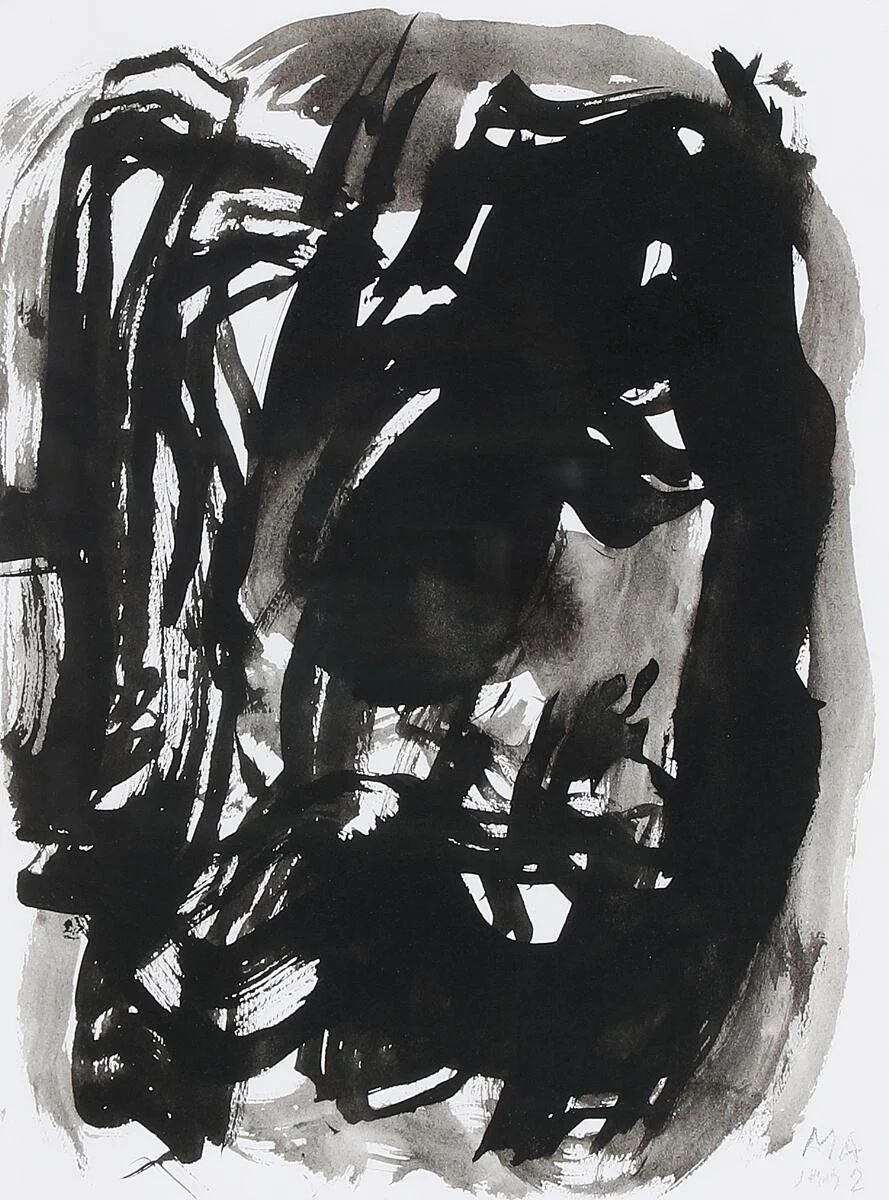 Mogens Andersen: Untitled. Signed MA 1992. Indian Ink on paper. Sheet size 32 × 24 cm. — Modern Paintings/Modern art — Bruun Rasmussen