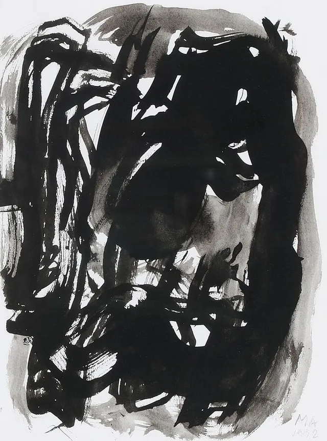 Mogens Andersen: Untitled. Signed MA 1992. Indian Ink on paper. Sheet size 32 × 24 cm.