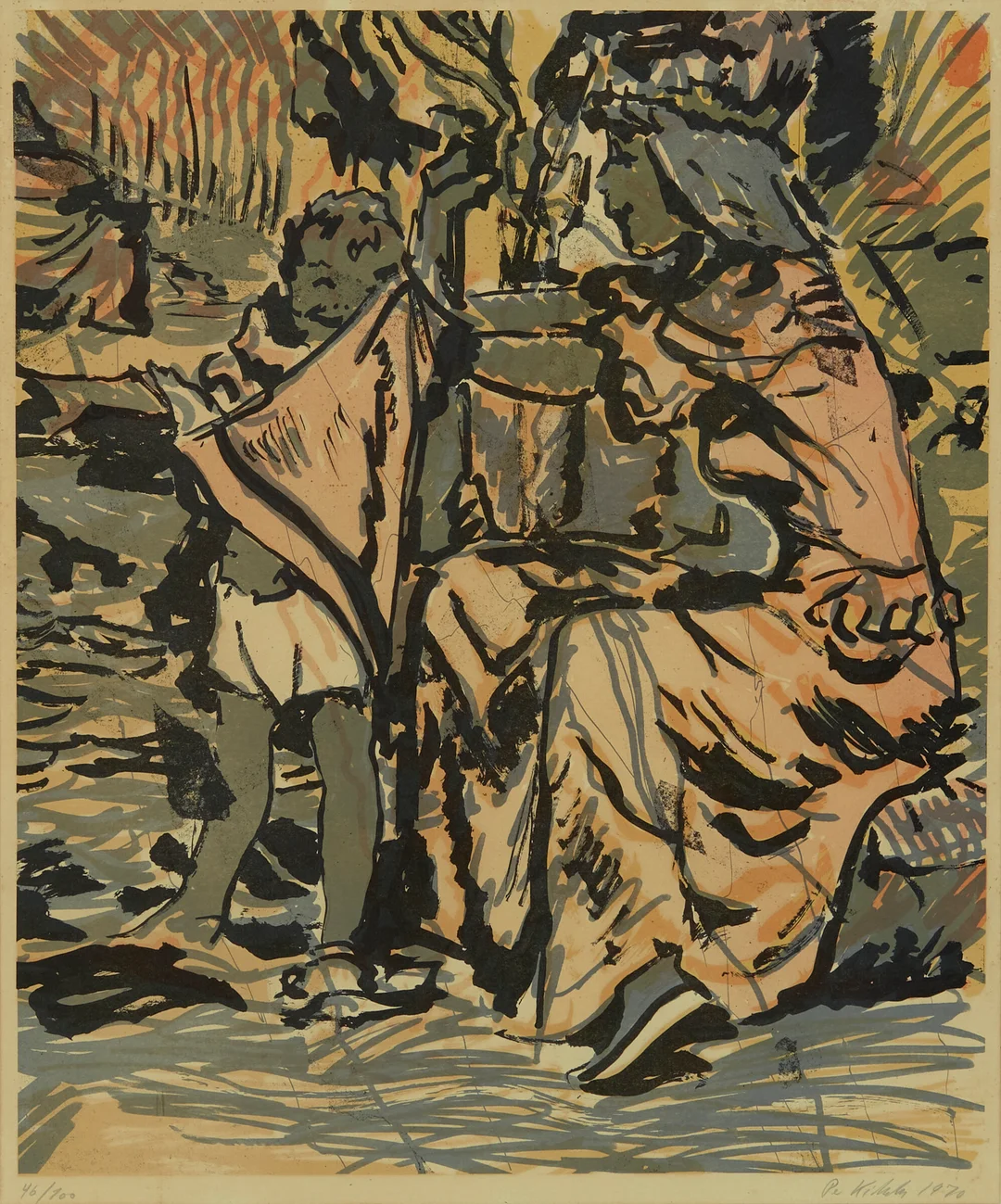 Kirkeby, Per — "Fra serien: "Englebarnet" 1970 — Kunst/Grafikk — Blomqvist