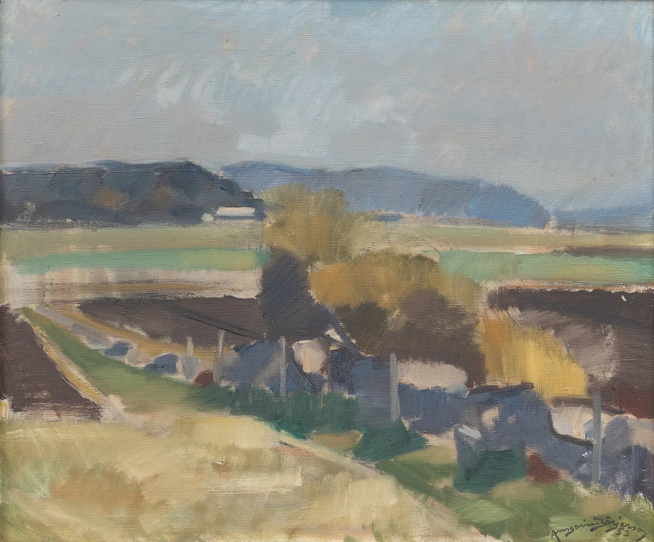 ANSGARIUS BÖRJESSON (1903-1990). "Höstlandskap", olja på duk, signerad. — Paintings — Garpenhus Auktioner
