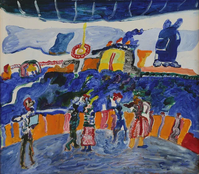 ANDERS FOGELIN. OLJA på pannå, signerad, 1900-tal.