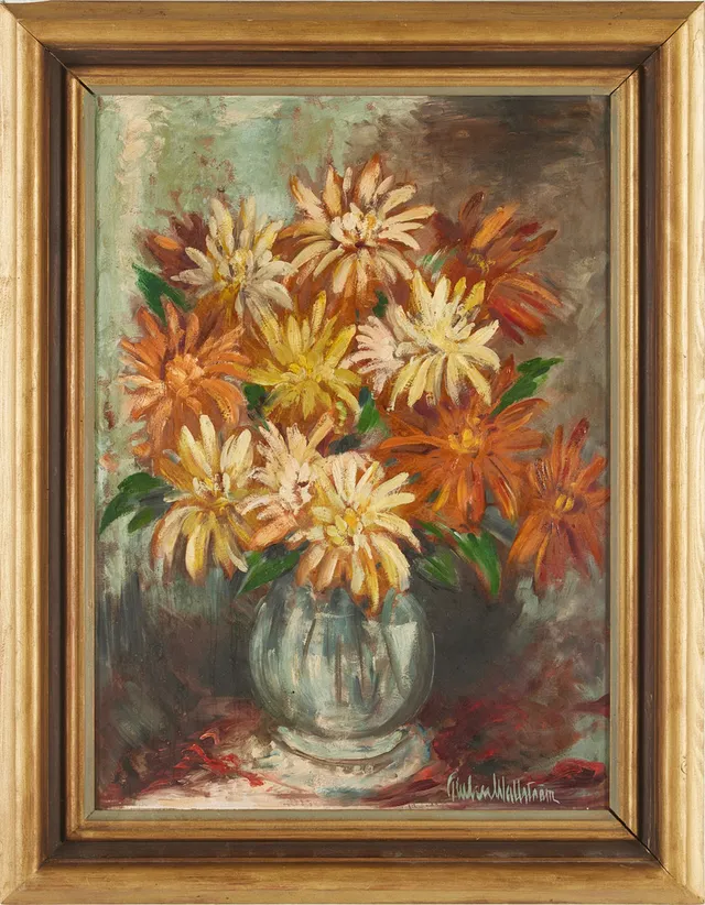 RUBEN WALLSTRÖM. (1888-1953), Blomsterstilleben, signerad, olja på pannå.