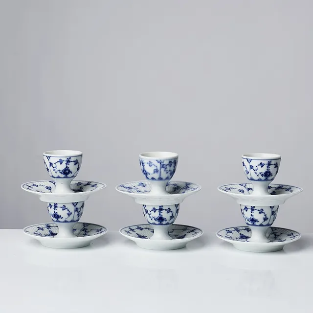 ROYAL COPENHAGEN, "Musselmalet", 6 dlr, porslin, äggkoppar, modell (117).
